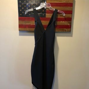 Black fitted midi dress